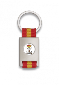 Llavero Rectangular personalizado Martinez Albainox de metal cromado color plata con Cinta Bandera de España en caja de presentación 09431GR1038