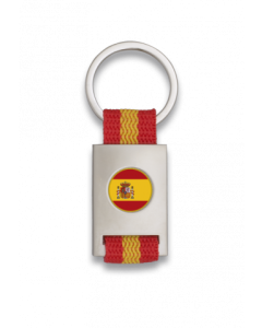 Llavero Rectangular personalizado Martinez Albainox de metal cromado color plata con Cinta Bandera de España en caja de presentación 09431GR1046