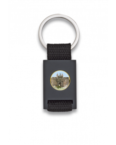 Llavero Rectangular Martinez Albainox  personalizable de metal color  Negro con Cinta Negra en caja de presentación 09434GR1058