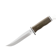 Buck Knives STE-0105GRS1 Cuchillo De Caza Pathfinder Pro con hoja fija de 12.7cm  de Acero inoxidable S35VN con mango Micarta verde con pomo y guarda de aluminio. Incluye funda de cuero negro genuino