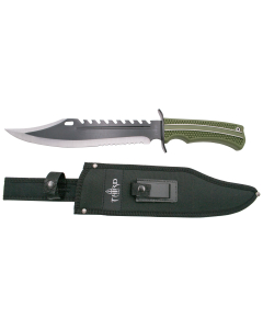Cuchillo táctico Third 10698GN con hoja de acero de 29 cm, mango de ABS en color verde, con funda de nylon.
