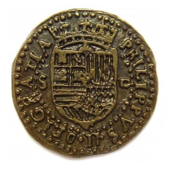 Doblón de oro de 3 cm de la Epoca Colonial y pirata 1492-S. XVIII, Replica no oficial