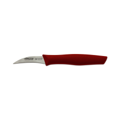 Cuchillo Mondador Arcos Nova 188322 de acero inoxidable Nitrum y mango de Polipropileno, color rojo , hoja de 6 cm con funda hoja y caja expositor