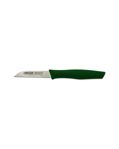 Cuchillo Mondador Arcos Nova 188421 de acero inoxidable Nitrum y mango de Polipropileno, de color verde hoja de 8 cm con funda hoja y caja expositor