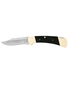 Buck  Knives STE-0112BKSLE1  Cuchillo plegable  112 Vintage Ranger de 7,62 cm hoja Clip Point de acero 440HC Satinada y Mango de Micarta Negro. Incluye Funda de cuero negra