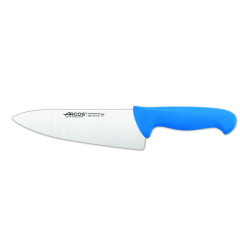 Cuchillo de cocinero Arcos Colour - Prof  290723 de acero inoxidable Nitrum y mango ergonómico de Polipropileno de color azul y hoja de 20 cm, funda display