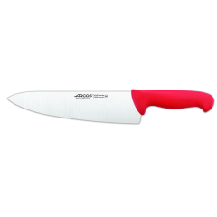Cuchillo de cocinero Arcos Colour - Prof  290822 de acero inoxidable Nitrum y mango ergonómico de Polipropileno de color rojo y hoja de 25 cm, funda display