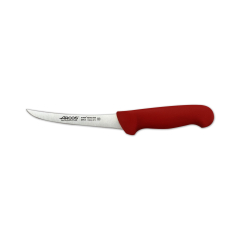 Cuchillo Deshuesador Semiflexible Arcos 2900- Prof  291222 con alveolos de acero inoxidable Nitrum y mango ergonómico de Polipropileno de color rojo y hoja de 14 cm, funda display