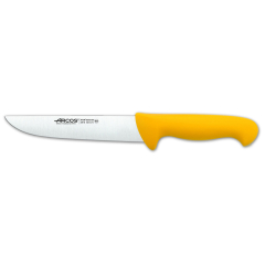 Cuchillo de carnicero Arcos Colour - Prof  291600 de acero inoxidable Nitrum y mango ergonómico de Polipropileno  de color amarillo y hoja de 18 cm, funda display
