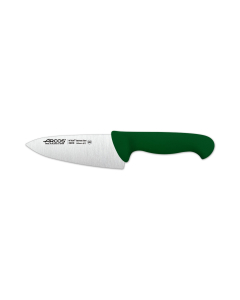 Cuchillo de cocinero Arcos 2900- Prof  292021 de acero inoxidable Nitrum y mango ergonómico de Polipropileno de color verde y hoja de 15 cm, funda display