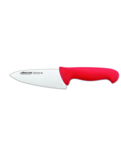 Cuchillo de cocinero Arcos Colour - Prof  292022 de acero inoxidable Nitrum y mango ergonómico de Polipropileno de color rojo y hoja de 15 cm, funda display