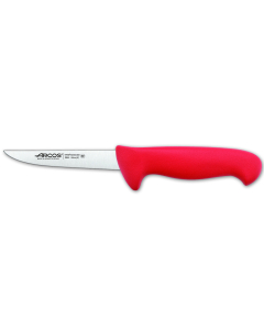 Cuchillo Deshuesador Arcos Colour - Prof  294422  de acero inoxidable Nitrum y mango ergonómico de Polipropileno de color rojo y hoja de 13 cm, funda display