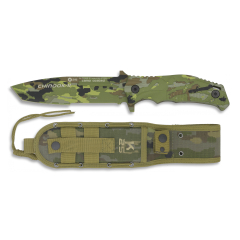 Cuchillo táctico RUI Chinook-II Camo Esp, mango de aluminio, hoja de 14 cm con 4,4 mm de grosor, con funda de nylon, 32120