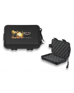 Caja de ABS color negro, interior acolchado, medida de 18,7 x 11 x 6,9 cm
