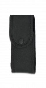 Funda para navaja de Nylon Acolchada de 14 X 6 Cm de color Negra con sistema de cierre de clip y presentada en blister