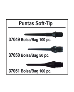 Puntas de dardos Soft-tip Keltik de Plástico 1/4 Bolsa en 50 Piezas de Color Negro 37050