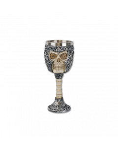 Copa para decoración Calavera Tole10 Imperial, material de resina, interior de aluminio, tamaño total de 19 cm