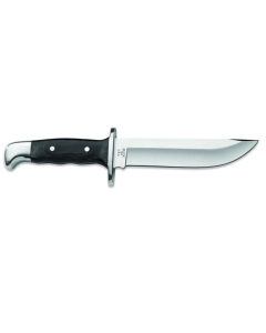 Buck Knives STE-0124BKSLE Cuchillo de Caza Frontiersman hoja fija de acero inoxidable 420HC de 15,9 cm de longitud, mango Micarta con culata/guarda de aluminio. Incluye funda de cuero negro genuino
