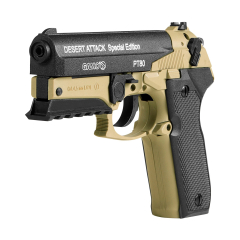 Pistola de aire comprimido Gamo PT-80 Desert Attack Special Edition Co2, energía 3,5 J, calibre 4,5 mm, 120 m/s, gatillo de simple y doble acción, 6111398N