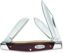 Buck Knives STE-0371BRS Navaja multiusos Stockman®, Woodgrain con Hoja de acero inoxidable 420HC, de 7.5cm con mango FRN de madera con virolas de alpaca . Clip, spey y pìe de oveja