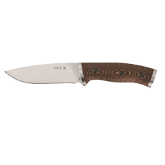 Buck Knives STE-0853BRS Cuchillo de Supervivencia Small Selkirk, hoja Drop Point de 8.2cm  de acero inoxidable 420HC, mango Micarta contorneada CNC marrón/negro . Incluye funda de nylon marrón/negro