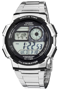 Reloj Casio AE-1000WD-1A Resina correa color: Metálico Dial LCD Digital Hombre