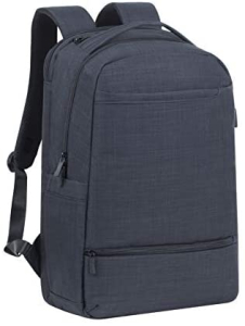 RivaCase® Black Backpack 17.3", Mochila Negra Carry-on para Laptop Unisex Adulto
