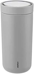 Stelton To-Go Click - Taza térmica, doble pared, sin óxido, a prueba de fugas, con tapa Smart Click, bebidas frías y calientes, 0,4 litros, color gris claro