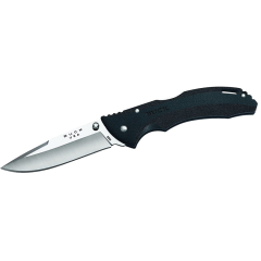 Buck Knives STE-0286BKS Cuchillo de Caza plegable Bantam con hoja satinada de Acero inoxidable 420 Hc, 9,2 cm con mango negro FRN, con Clip removible para cinturón