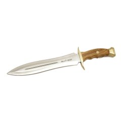Cuchillo de caza Muela Bw BW-24.OL, defensa de latón, puño de madera de olivo, tamaño total 37 cm + tarjeta multiusos de regalo