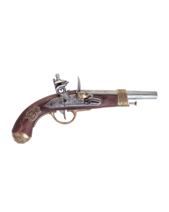 Réplica de pistola de chispa de Napoleón Bonaparte francesa de 1806, fabricada en madera y metal con mecanismo simulador de carga y disparo, con cañón ciego, no dispara, para decoración