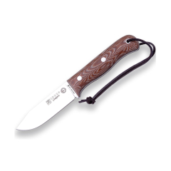 Cuchillo "Campero" Joker CM118-P, hoja de 10,5 cm, mango Micarta, funda piel marrón con pedernal, Herramienta de pesca, caza, camping y senderismo