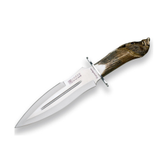 Cuchillo de caza Joker "Facochero" CTJ42, con puño de ciervo tallado a mano, para coleccionista, incluye estuche regalo, herramienta de pesca, caza, camping y senderismo
