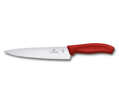 Cuchillo suizo para trinchar Victorinox Swiss Classic, mango rojo ergonómico, hoja afilada de 19 cm, corte recto, en blister, 6.8001.19B