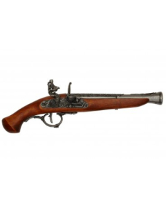 Réplica de pistola de chispa de Alemania Siglo XVIII, fabricada en metal y madera con mecanismo simulador de carga y disparo, con cañón ciego, no dispara, para decoración