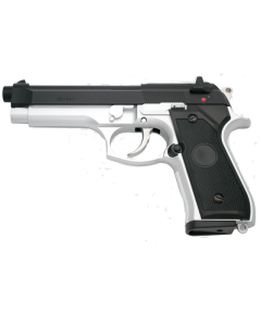 Pistola Y&P de gas Tipo Beretta 92F calibre 6mm - Bicolor - Energía 1.63 Julios - Velocidad de disparo 127m/s - 420 FPS. Ref:G104BC