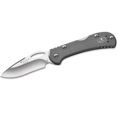 Buck  Knives STE- 0726GYS Cuchillo Plegable Mini SpitFire con hoja de acero inoxidable 420HC de 6,98 cm y Mango de Aluminio anodizado gris con revestimiento verde. Clip extraíble de dos posiciones