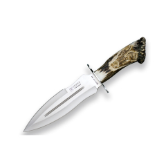 Cuchillo de caza Joker "Verraco" CT42, hoja de 26 cm MOVA, mango de Asta de Ciervo tallado a mano, herramienta de pesca, caza, camping y senderismo