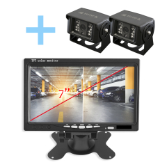 Kit de cámaras de aparcamiento compuesto por Pantalla LCD Quad TFT 7" + 2 cámaras de visión trasera para aparcamiento SL505B