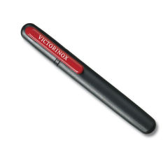 Afilador de doble cuchillo Victorinox 4.3323 fabricado en suiza. Incluye una piedra de bruñir para el preafilado y discos de cerámica para bordes finos  
