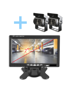 Sistema visión trasera Yatek con pantalla 7" con varios colores a elegir y 2 cámaras a color e infrarrojos. Ideal para cualquier vehículo.