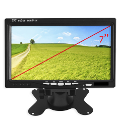 Monitor / Pantalla LCD Quad 4 Entradas de vídeo, TFT 7" para cámaras de visión trasera, maquinaria industrial, camiones, tractores
