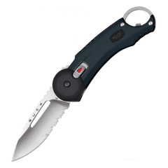 Buck  Knives STE- 0835BRS Cuchillo de Supervivencia Small Folding Selkirk con hoja de acero inoxidable 420HC de 8,2 cm y mango Micarta contorneada CNC marrón y negra con refuerzos de acero. Clip extraíble para cinturón/bolsillo
