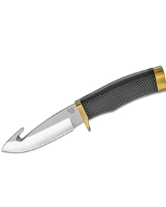 Buck Knives STE-0691BKG Cuchillo de Caza  Zipper®, Rubber hoja fija Drop point 691 de acero 420HC  de 10,2 cm con Mango de caucho negro y funda de nylon negro
