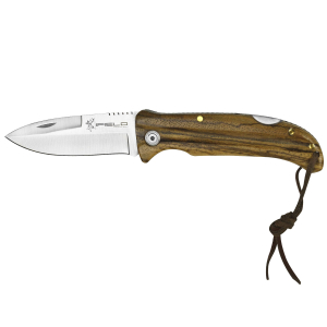 Holzmesser iField Camper EL29042, mango Zebraholz, Länge 21 cm, Klinge 9,5 cm, Campinggerät zum Angeln, Jagen, Sport treiben