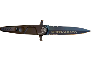 Extreme Ratio BD2 CONTRACTOR, Couteau pliant tactique, lame dentelée de double tranchant, double garde de sécurité, disponible en noir et désert