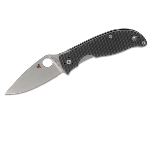 Spyderco STE- C222GPGY Navaja de Bolsillo Alcyone hoja lisa de forma punta laureada de acero CTS BD1  de 7,4 cm y mango G-10 color gris. Incluye clip multiposición