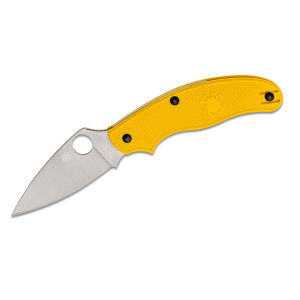 Faca de bolso Spyderco STE-C94PYL Reino Unido Faca de bolso com lâmina lisa de aço LC200N de 7,4 cm de comprimento com cabos FRN amarelos. Clipe de bolso ambidextro