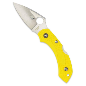 Couteau de poche Spyderco STE-C28PYL2 Dragonfly 2 Salt, 5.8 cm lame lisse en acier H-1 Drop Point avec manche FRN jaune. Comprend un clip de poche ambidextre