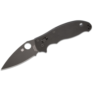 Spyderco STE-C101GPBBK2 Navaja plegable  Manix 2 de Hoja negra lisa de acero CPM S30V de 8,6 cm de longitud y mango G10 de color negro . Incluye clip de bolsillo reversible